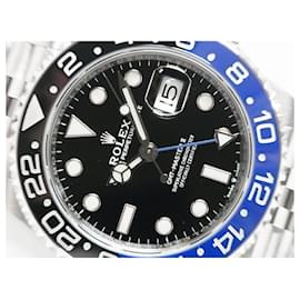 Rolex-Bisel ROLEX GMT MasterII azul negro 126710Pulsera Jubileo BLNR '19 comprado para hombre-Plata
