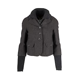 Moschino-Moschino Jacket with Zippered Sweater Vest-Grey