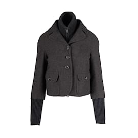 Moschino-Moschino Jacket with Zippered Sweater Vest-Grey