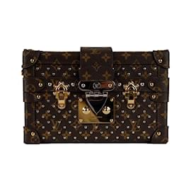 Louis Vuitton-Louis Vuitton Petite Malle-Tasche aus Canvas mit Nietenmonogramm-Braun