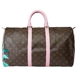 Louis Vuitton-Bolsa de viagem LOUIS VUITTON em lona marrom - 101747-Marrom