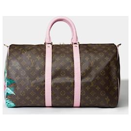 Louis Vuitton-LOUIS VUITTON Borsa Keepall in Tela Marrone - 101747-Marrone