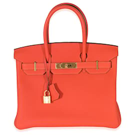 Hermès-Hermès Orange Poppy Togo Birkin 30 GHW-Orange