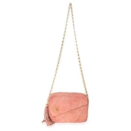 Chanel-Bolsa Chanel em camurça rosa bijoux com corrente para câmera-Rosa