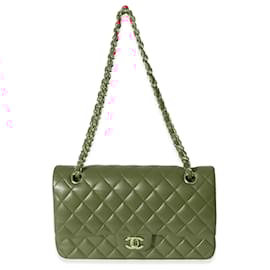 Chanel-Chanel Dark Pink Quilted Lambskin Medium Classic Double Flap Bag-Pink