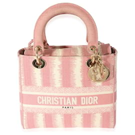 Christian Dior-Christian Dior Pink Canvas Mediano D-Stripes Lady D-Lite-Rosa,Beige
