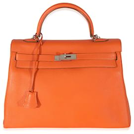 Hermès-Hermes Feu Togo Kelly 35 PHW-Arancione