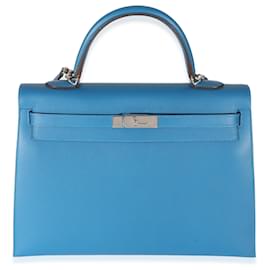Hermès-Hermes Epsom Bleu Esmirna Sellier Kelly 35 PHW-Azul