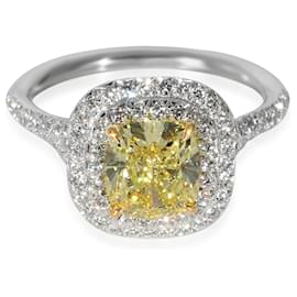 Tiffany & Co-TIFFANY & CO. Soleste Yellow Diamond Engagement Ring in 18k Gold & Platinum 1.98-Other
