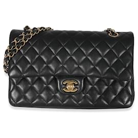 Chanel-Chanel Black Lammleder Medium Classic gefütterte Flap Bag-Schwarz