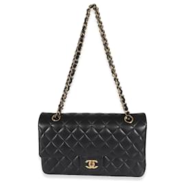 Chanel-Chanel Black Lambskin Medium Classic Double Flap Bag-Black