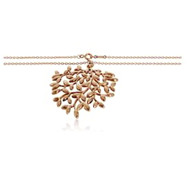 Tiffany & Co-TIFFANY & CO. Paloma Picasso Grand pendentif feuille d'olivier 18k or rose-Autre