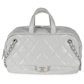 Chanel-Bolsa Express Bowling Chanel em couro de bezerro cinza-Cinza