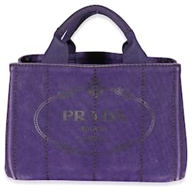 Prada-Prada Purple Canvas Small Canapa Tote-Purple