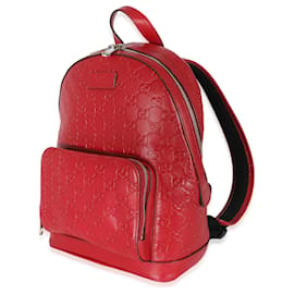 Gucci-Gucci Hibiscus Guccissima Small Signature Day Backpack-Red