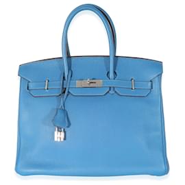 Hermès-Hermes Mykonos Togo Birkin 35 PHW-Blau
