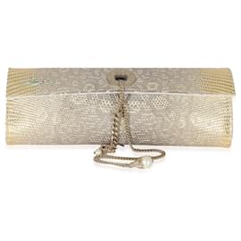 Chanel-Chanel Vintage Gold Lizard Tube Flap Clutch-Other