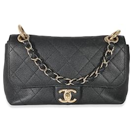Chanel-Chanel Black Quilted Caviar Small City Walk Flap Bag-Black