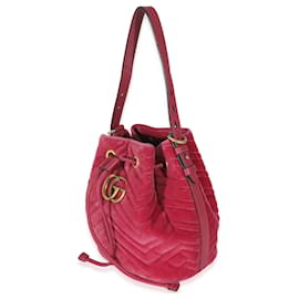 Gucci-Gucci Pink Velvet Matelassé GG Marmont Bucket Bag-Pink