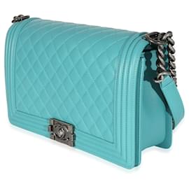 Chanel-Bolso mediano para niño nuevo Chanel Aqua acolchado de piel de cordero-Azul