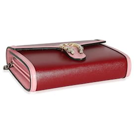 Gucci-Gucci Pink White Leather Dionysus Chain Wallet-Pink,Red