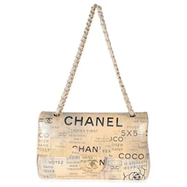 Chanel-Chanel Limited Edition Graffiti Newspaper Print Medium Double Flap Bag-Multiple colors,Beige,Other