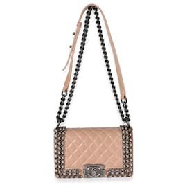 Chanel-Chanel Beige Glazed calf leather Enchained Small Boy Bag-Beige