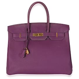 Hermès-Hermès Clemence Anemone Birkin 35 GHW-Purple