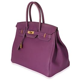 Hermès-Hermès Clemence Anémona Birkin 35 GHW-Púrpura