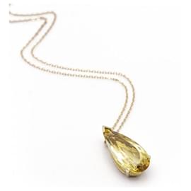 Autre Marque-Gold Necklace with Yellow Beryl.-Golden