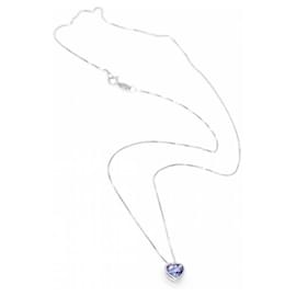 Autre Marque-Gold Necklace with Tanzanite.-Silvery,Navy blue