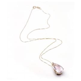 Autre Marque-Gold necklace with pink Morganite.-Pink