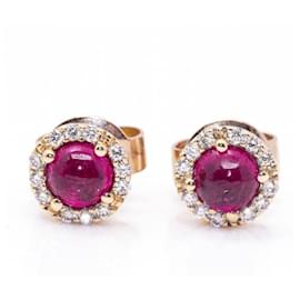 Autre Marque-Rose Gold and Ruby Earrings.-Pink,Golden