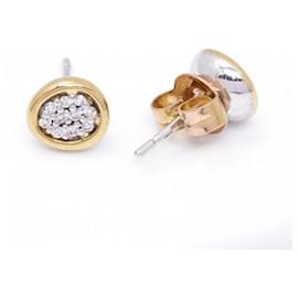 Autre Marque-Earrings DAMA Bicolour gold and diamonds.-Golden