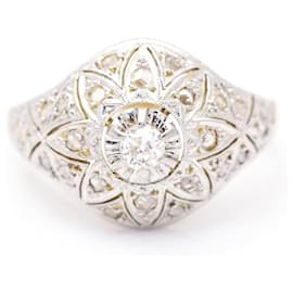 Autre Marque-Belle Epoque 1920 Ring mit Diamanten.-Silber,Golden