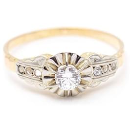 Autre Marque-Belle Époque ring in gold, platinum and diamonds.-Silvery,Golden