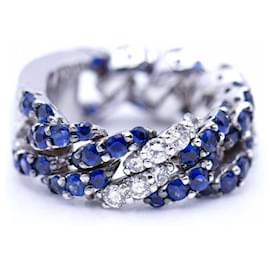 Autre Marque-Ring aus Gold, Diamanten und Saphire.-Silber,Marineblau