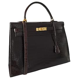 Hermès-Hermes Kelly bag 35 in brown crocodile-Brown