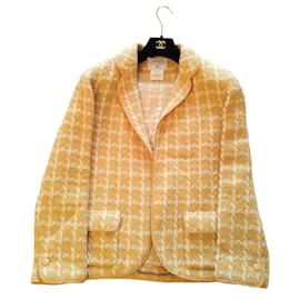 Chanel-Chanel orange checked wool jacket 96P-Orange