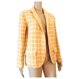 Chanel-Giacca Chanel in lana a quadri arancioni 96P-Arancione