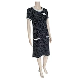 Chanel-Chanel black cashmere dress with pearls-Black