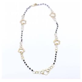 Autre Marque-Necklace in yellow gold and floral motif.-Golden