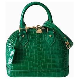 Louis Vuitton-Louis Vuitton Alma BB Tasche aus smaragdgrünem Krokodil-Grün