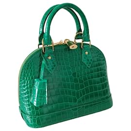 Louis Vuitton-Bolso Louis Vuitton Alma BB en cocodrilo verde esmeralda-Verde