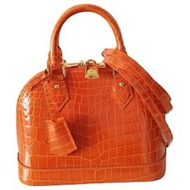 Louis Vuitton-Louis Vuitton Alma BB bag in orange crocodile-Orange