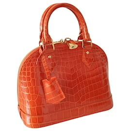 Louis Vuitton-Louis Vuitton Alma BB bag in orange crocodile-Orange