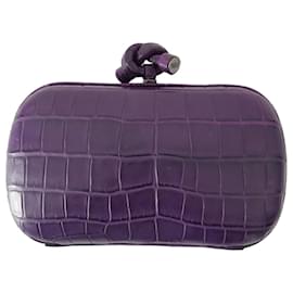 Bottega Veneta-Bottega Veneta Knot clutch in matte purple alligator-Purple