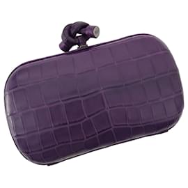 Bottega Veneta-Pochette Bottega Veneta Knot en alligator violet mat-Violet
