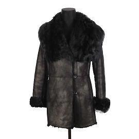 Gerard Darel leather trim coat Black