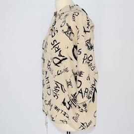 Céline-Celine Beige Logo Printed Hoodie Jacket-Beige